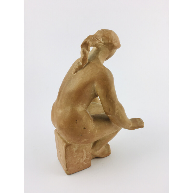 Mid-century female terracotta nude figure by Árpád Somogyi, 1970s