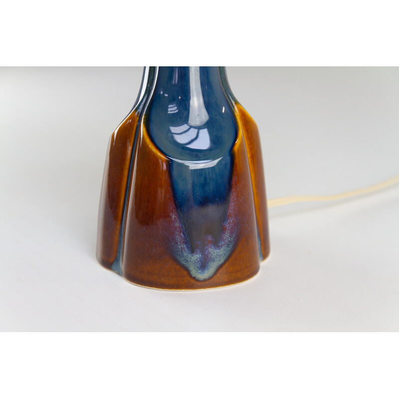 Danish vintage blue and brown ceramic table lamp by E. Johansen for Søholm, 1960s