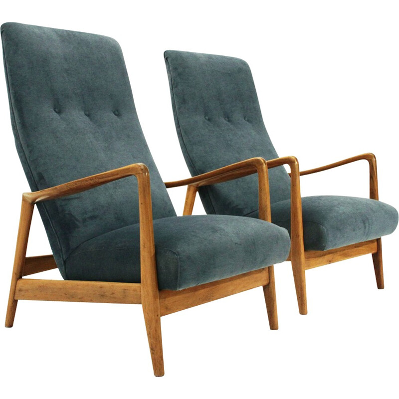 Pair of high back armchairs model 829 by Gio Ponti for Cassina - 1950s