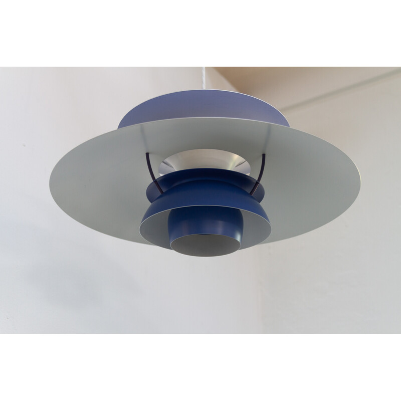 Suspension vintage danoise bleue Ph5 par Poul Henningsen pour Louis Poulsen, 1960