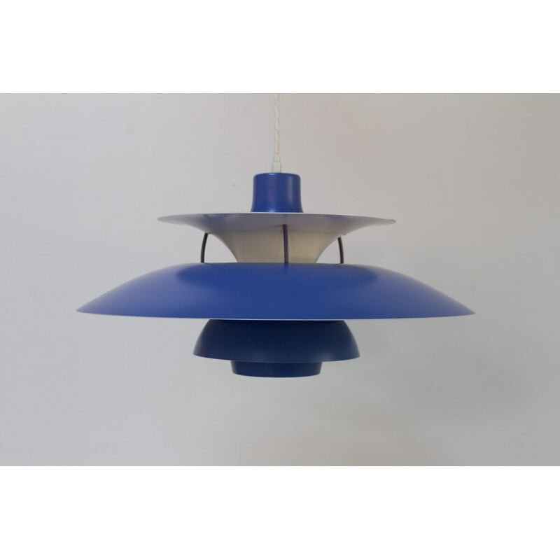 Vintage Danish blue pendant lamp Ph5 by Poul Henningsen for Louis Poulsen, 1960s
