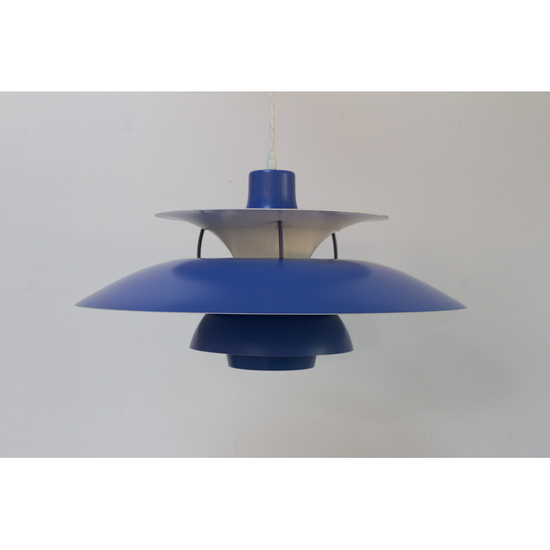 Vintage Danish blue pendant lamp Ph5 by Poul Henningsen for Louis Poulsen, 1960s