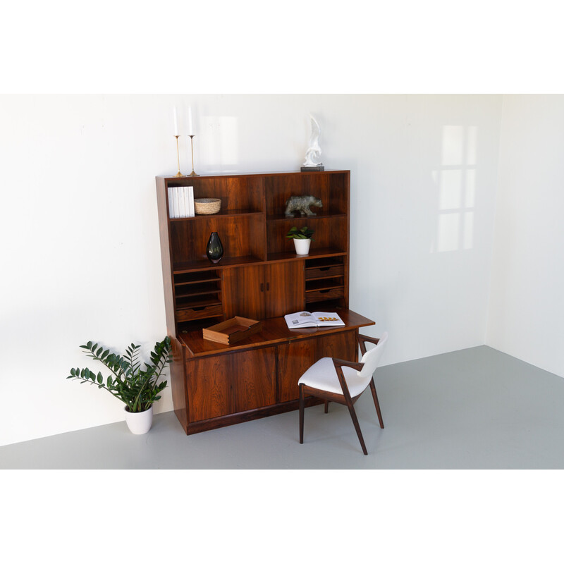 Bibliothèque danoise vintage en palissandre avec bureau, 1960