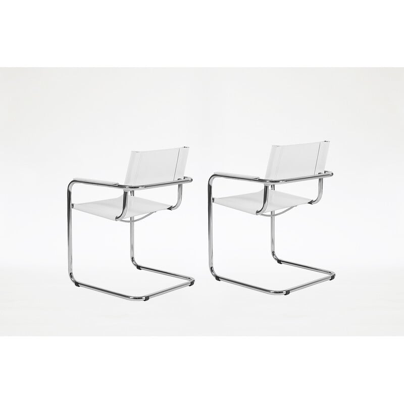 Pair of vintage Bauhaus S34 chairs by Mart Stam for Fasem, Italy 1980s