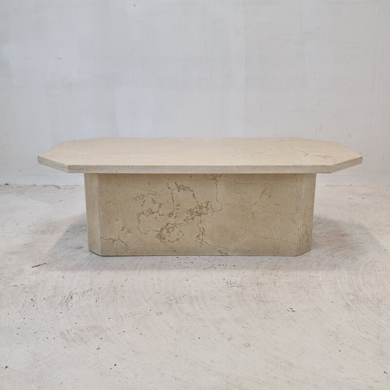 Table basse vintage italienne en travertin, 1980