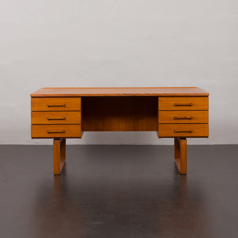 Danish mid-century teak desk by Henning Jensen and Torben Valeur for Dyrlund, 1960s