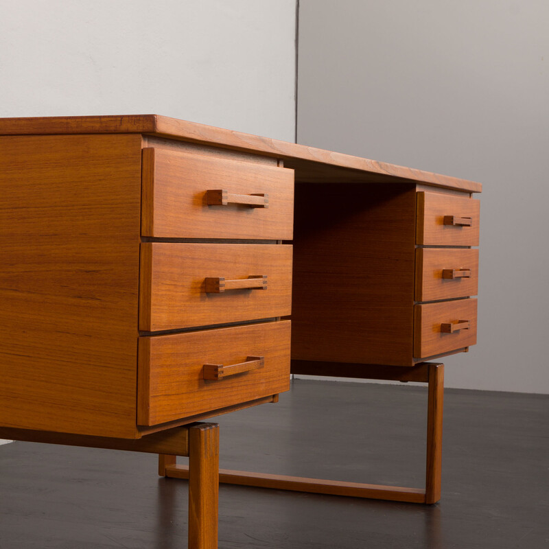 Danish mid-century teak desk by Henning Jensen and Torben Valeur for Dyrlund, 1960s