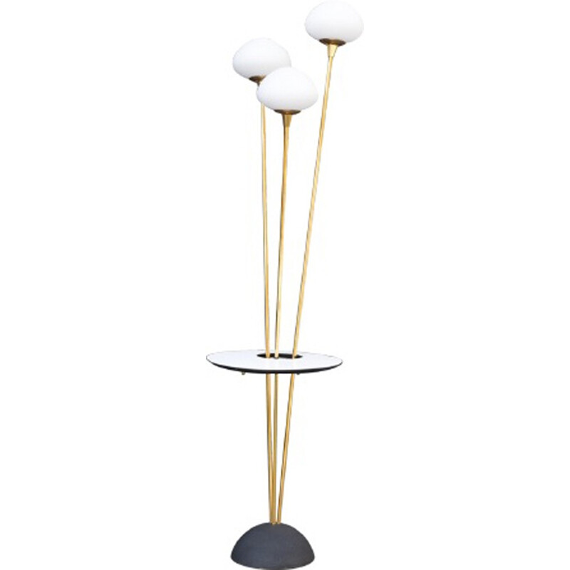 Italian Stilnovo Floor Lamp in gilded metal and with oval balls - 1950s