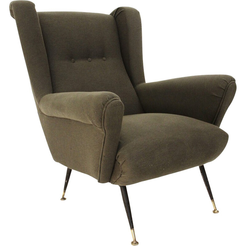 Mid-Century Italian Military Green Armchair - 1950s