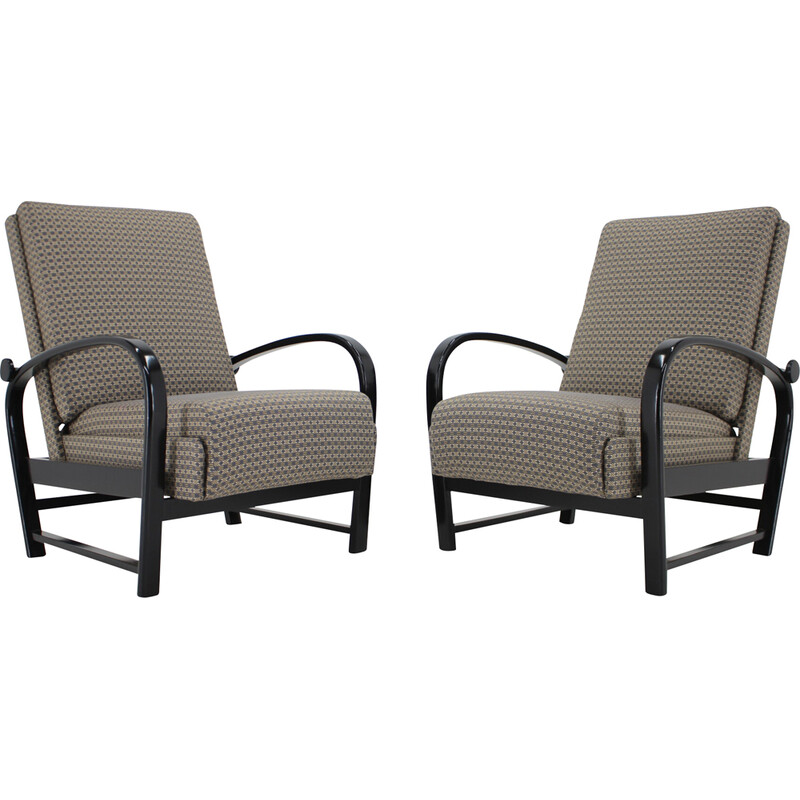 Pair of vintage adjustable armchairs by Kropacek Kozelka, Czechoslovakia 1940s