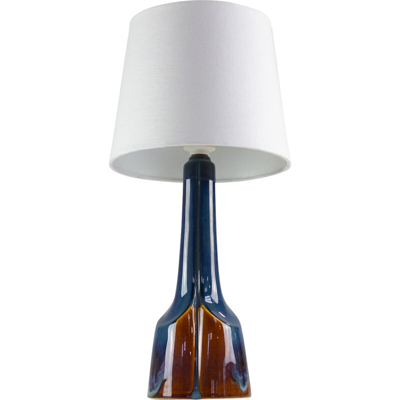 Danish vintage blue and brown ceramic table lamp by E. Johansen for Søholm, 1960s