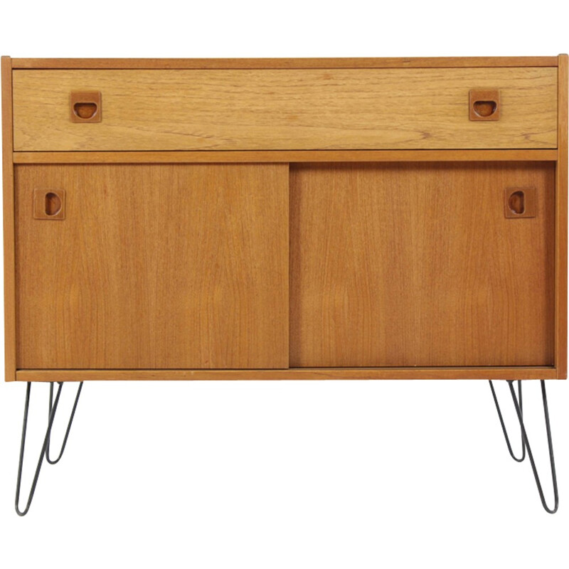 Upcycled Mid-Century Danish Teak highboard with 2 sliding doors - 1960s