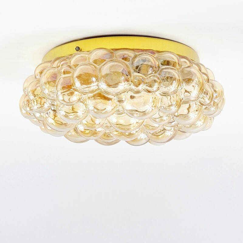 Vintage amber bubble glass ceiling lamp by Helena Tynell for Limburg, Germany 1960s