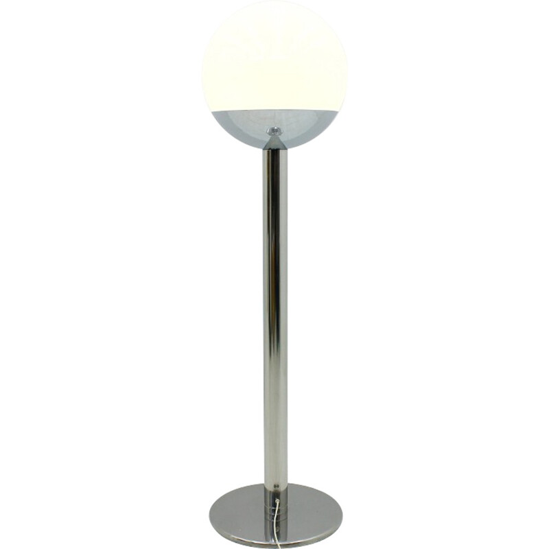 Silvery floor lamp in metal and glass by Pia Guidetti Crippa for Luci - 1970s