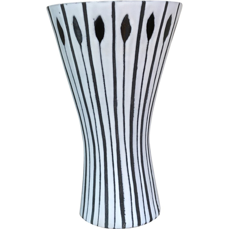 Grand vase blanc en céramique par Roger Capron - 1950