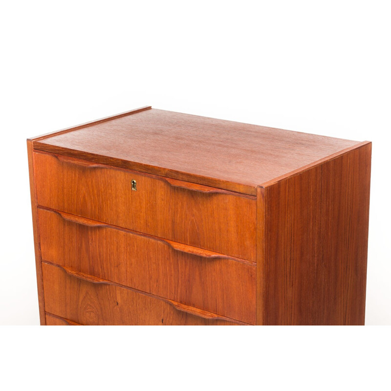 Danish chest of drawers in teak with tapered legs - 1960s