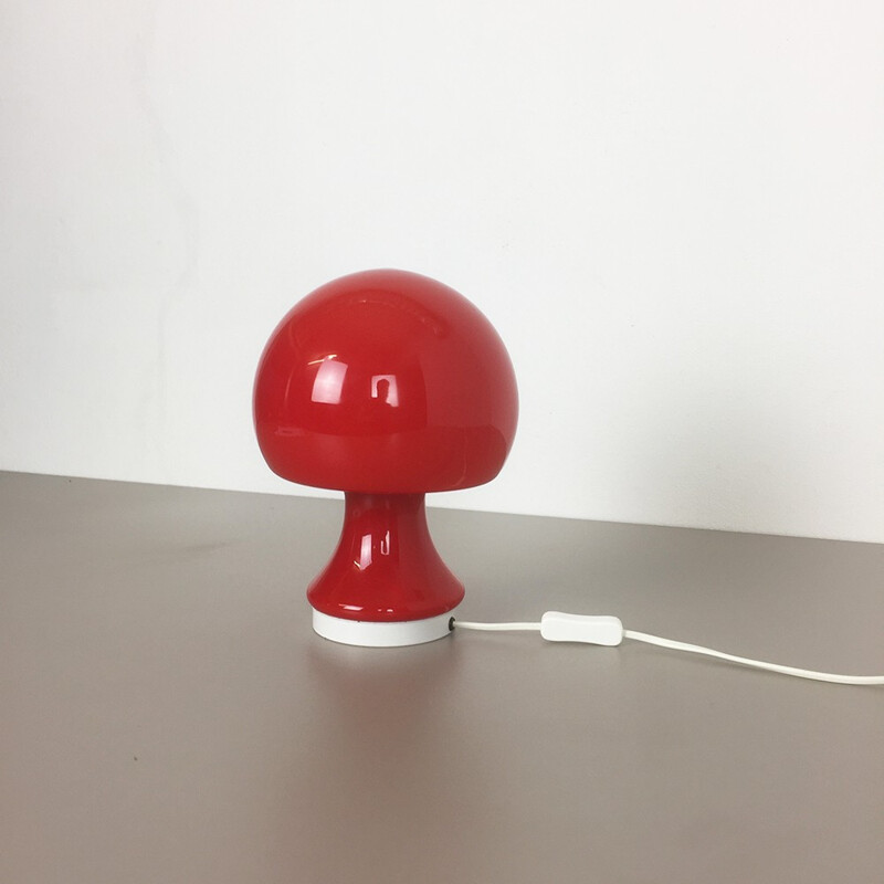 Red 'Mushroon' desk light by Peill & Putzler, Germany - 1960s 