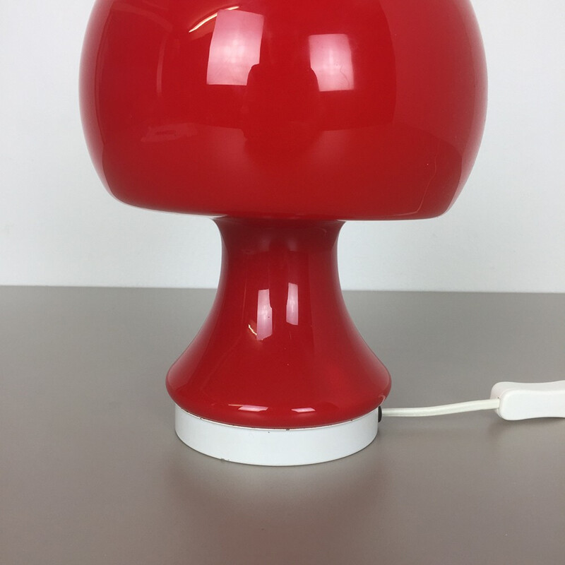 Lampe de bureau en verre rouge "mushroom", Peill & Putzler, Allemagne - 1960