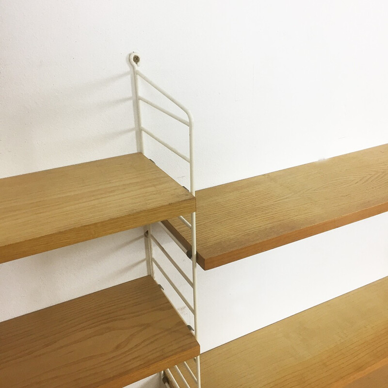 Swedish ash and white steel wall unit by Nisse Strinning for String - 1960s