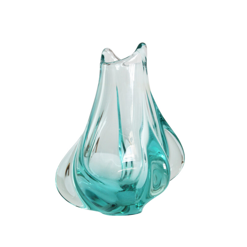 Vintage blown glass flower vase by Miloslav Klinger - 1950s