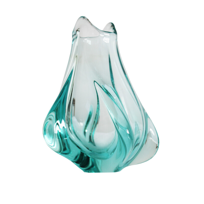 Vintage blown glass flower vase by Miloslav Klinger - 1950s