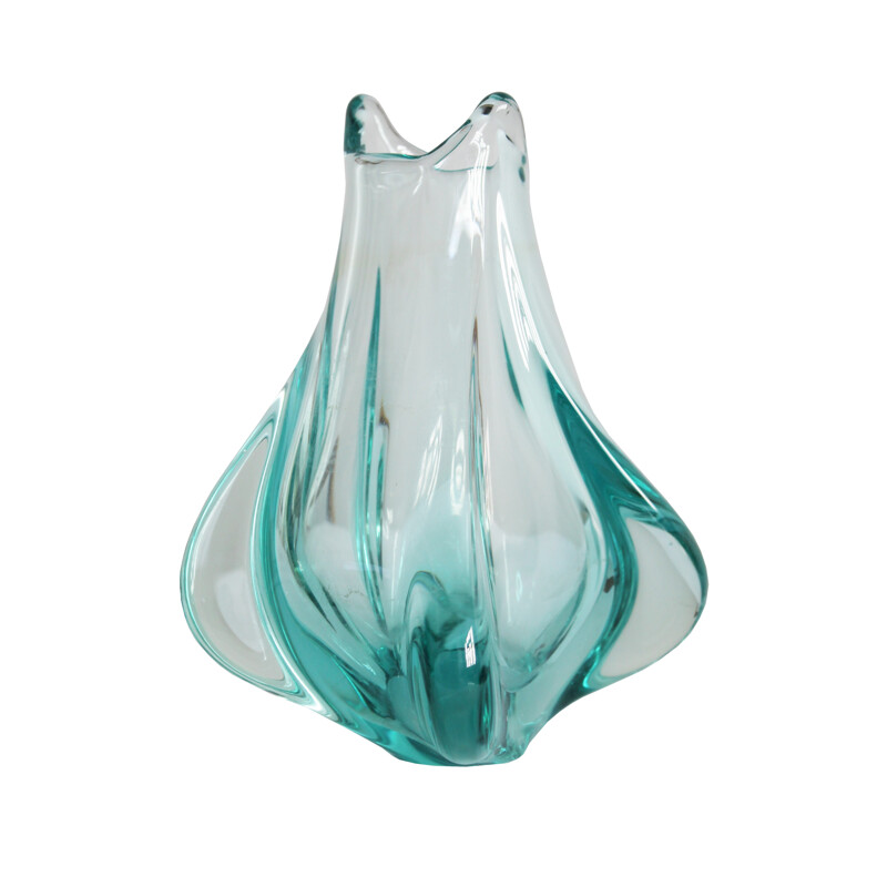 Vase vintage en verre soufflé par MIloslav Klinger - 1950