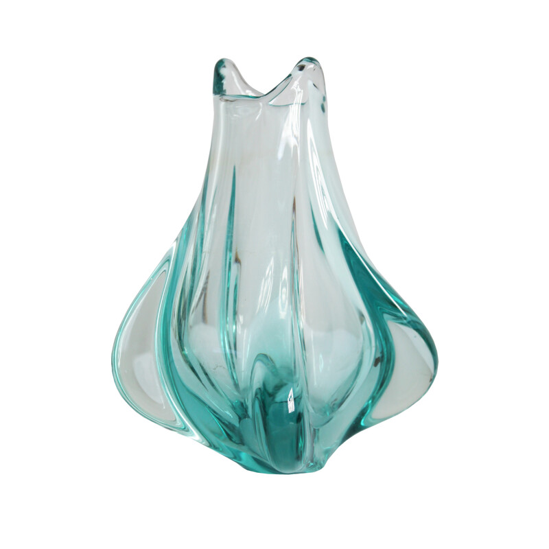 Vintage blown glass flower vase by Miloslav Klinger - 1950s