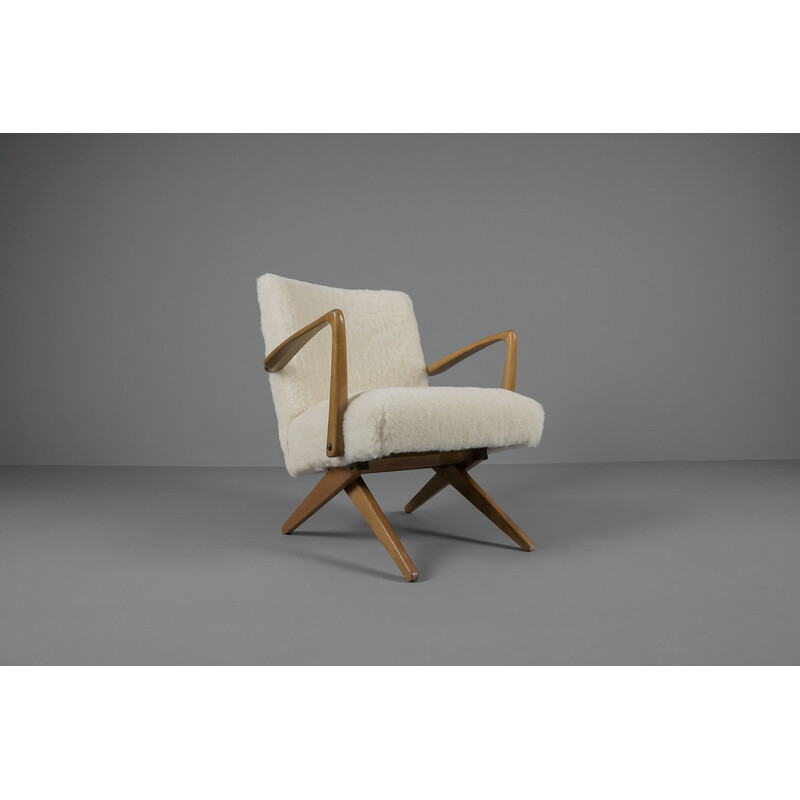 Mid-century scissors armchair with folding mechanism by Knoll, 1950s