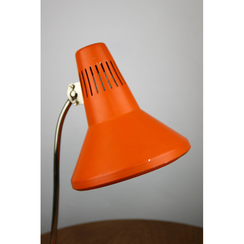 Lampe de bureau réglable vintage en métal peint en orange par Tep