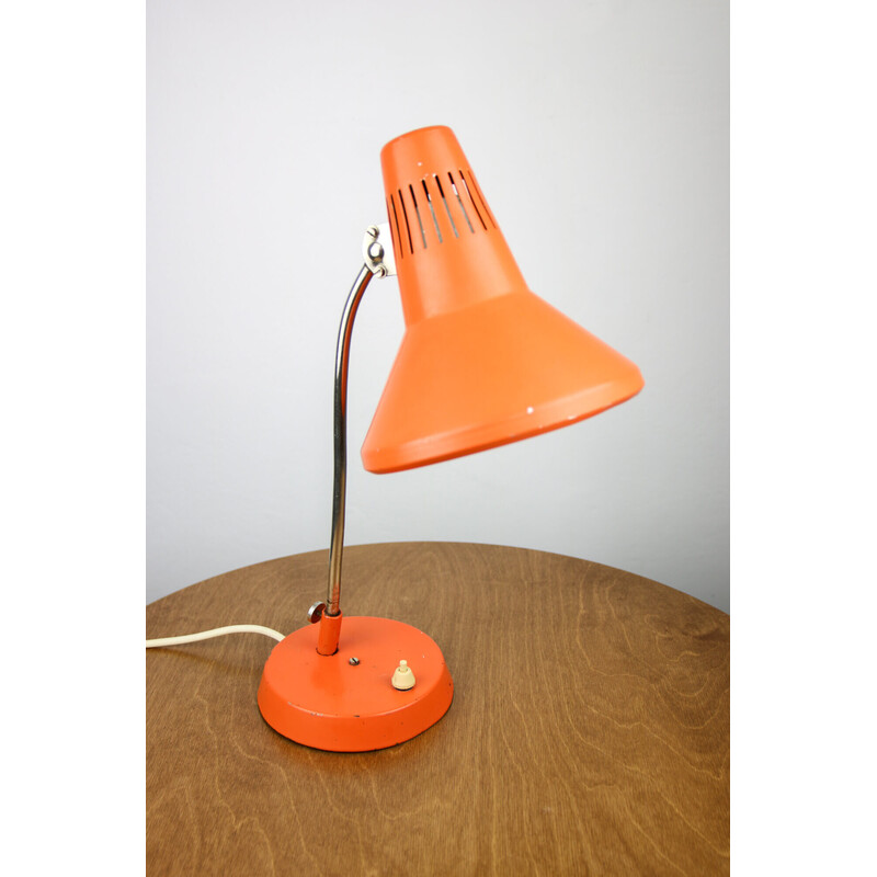 Lampe de bureau réglable vintage en métal peint en orange par Tep, 1970