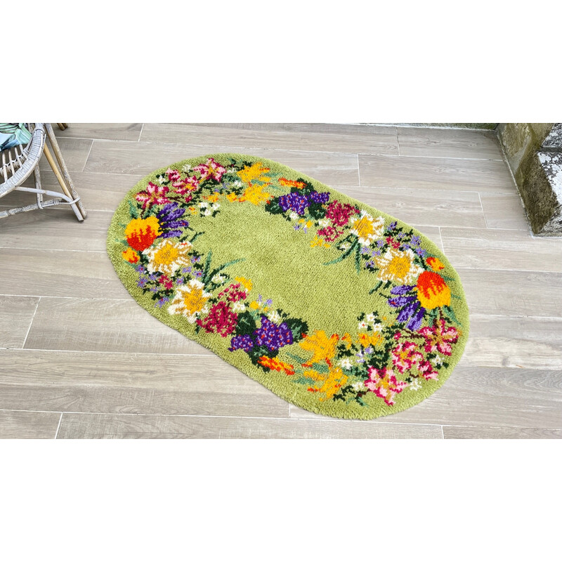 Tapis ovale vintage en pure laine, 1970