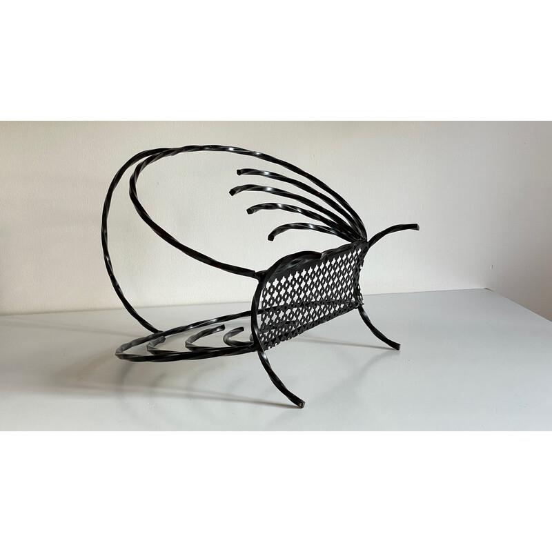 Vintage geometric steel magazine rack, 1950-1960