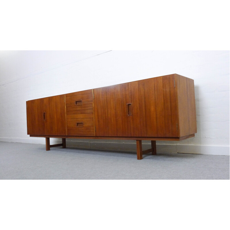 Large vintage teak sideboard 2 doors and 4 drawers - 1960s 