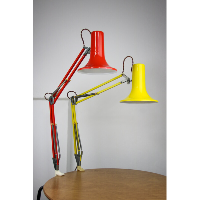 Pair of vintage yellow and orange adjustable table lamps by Sijaj, 1970s