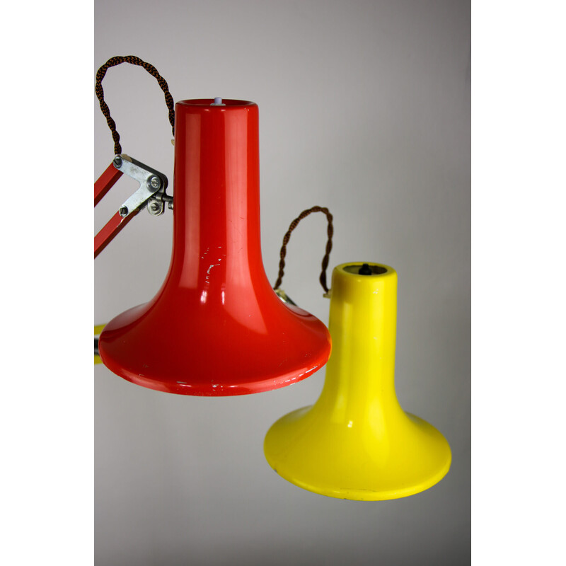 Paire de lampes de table réglables vintage jaune et orange par Sijaj, 1970