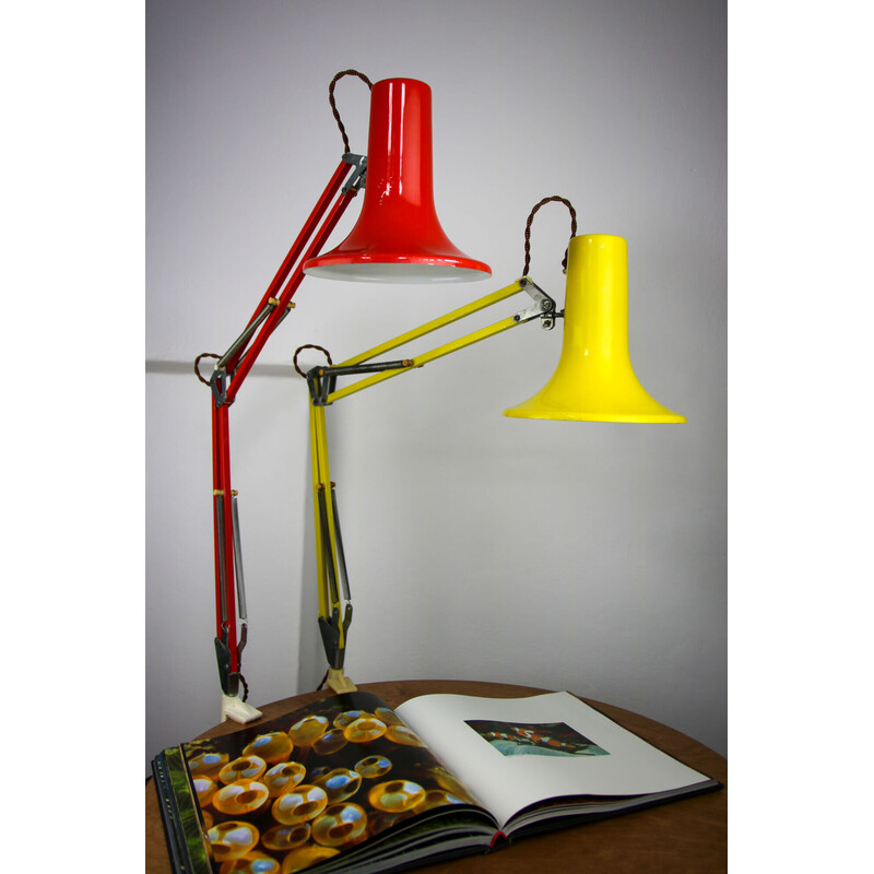 Paire de lampes de table réglables vintage jaune et orange par Sijaj, 1970