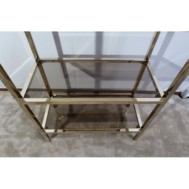 Vintage glass and brass serving table, 1980