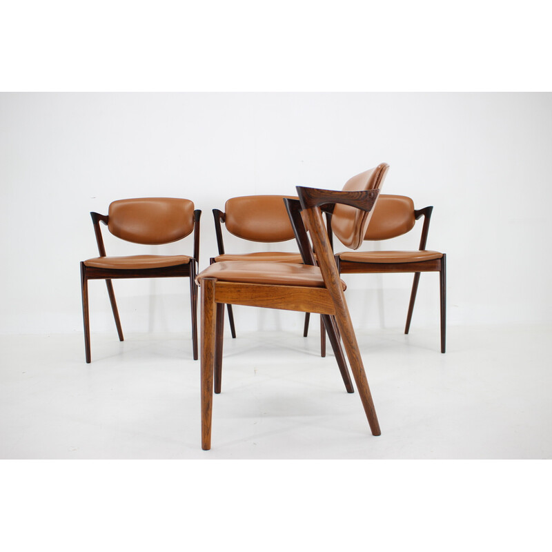 Set of 4 vintage model 42 dining chairs in rosewood by Kai Kristiansen, 1960s