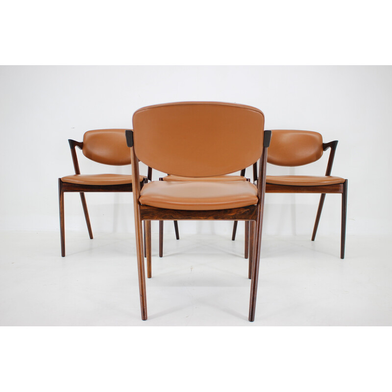 Ensemble de 4 chaises vintage modèle 42 en palissandre par Kai Kristiansen, 1960