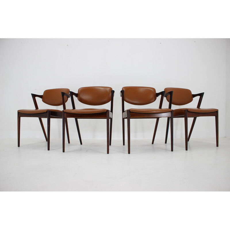 Ensemble de 4 chaises vintage modèle 42 en palissandre par Kai Kristiansen, 1960