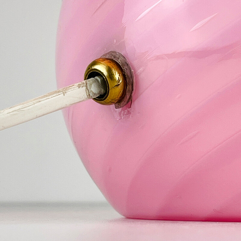Lámpara de sobremesa vintage de cristal de Murano rosa, Italia años 70