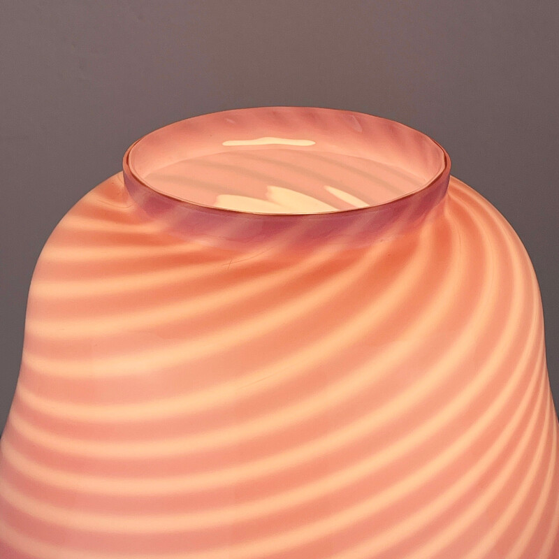 Lámpara de sobremesa vintage de cristal de Murano rosa, Italia años 70