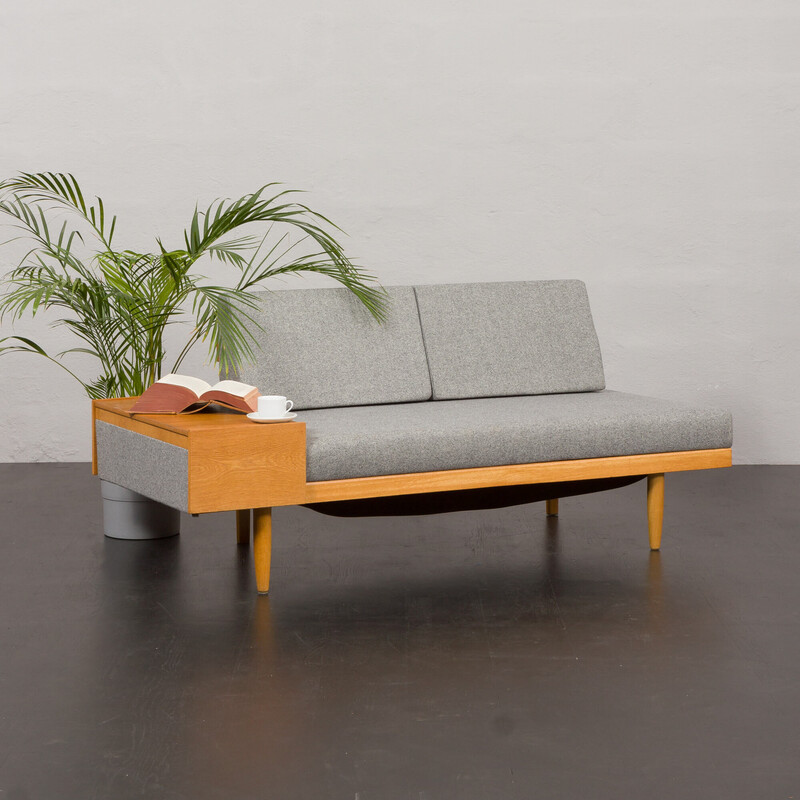 Vintage Svane oakwood and wool daybed by Igmar Relling, Norway 1970s