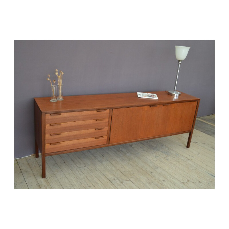 Teak danish sideboard, 4 drawers, 2 swinging doors - 1960s