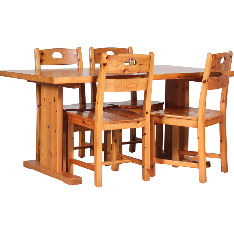 Vintage pine dining set, Sweden 1970s