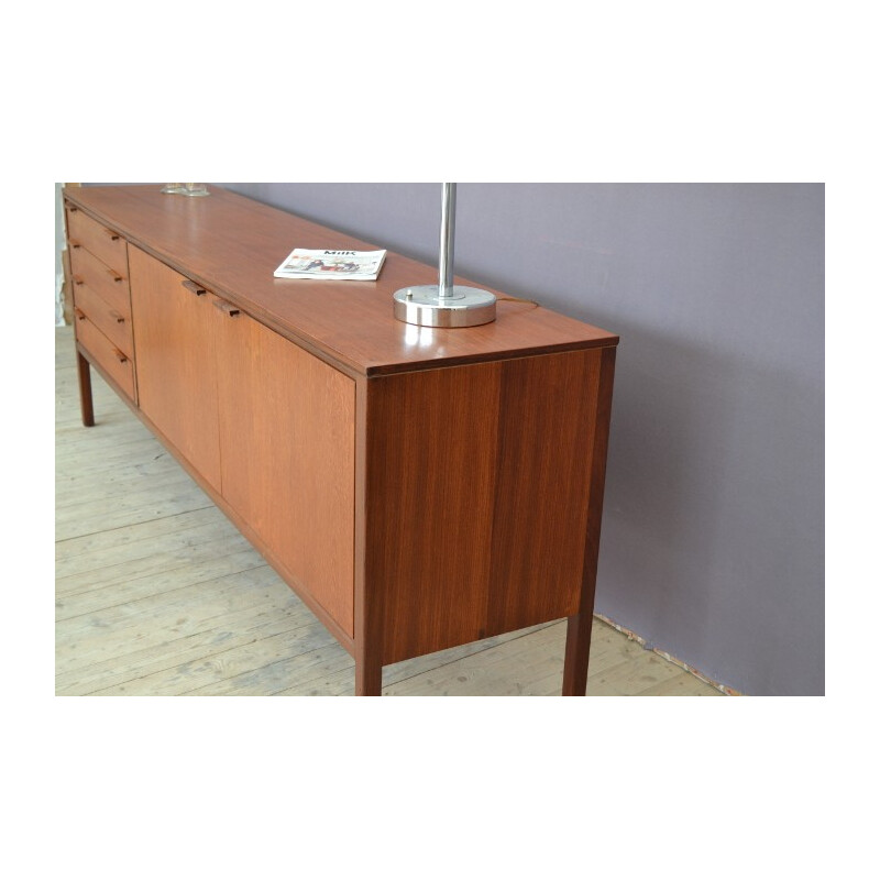 Teak danish sideboard, 4 drawers, 2 swinging doors - 1960s