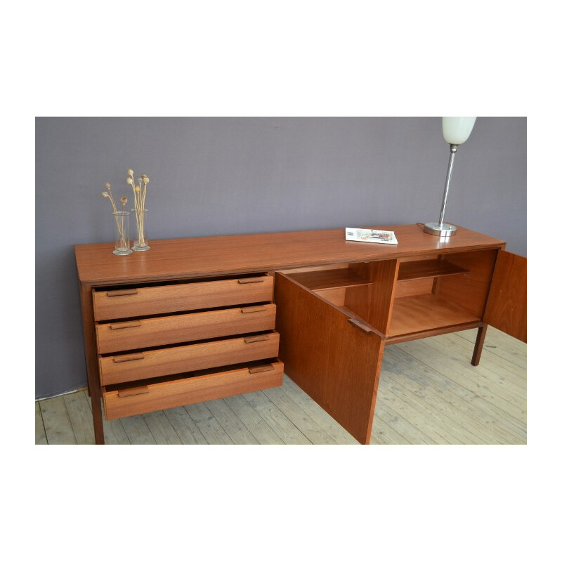 Teak danish sideboard, 4 drawers, 2 swinging doors - 1960s