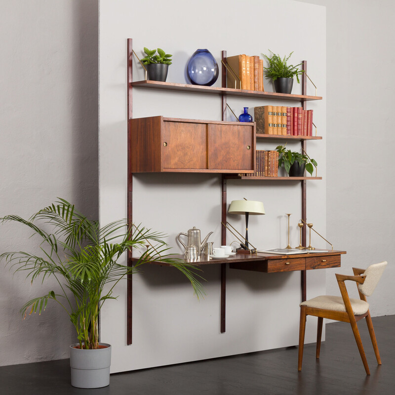 Etagère de bureau danoise vintage en palissandre par Preben Sorensen pour Ps System, Danemark 1960