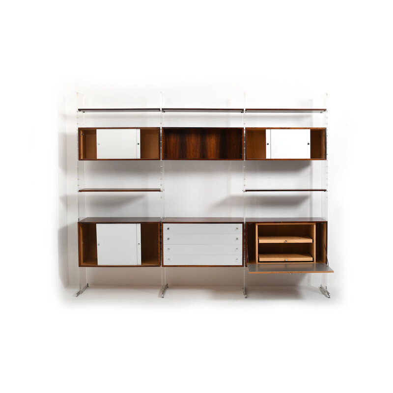 Danish vintage shelfsystem with aluminum by Poul Nørreklit for Georg Petersens Mobelfabrik, 1960s