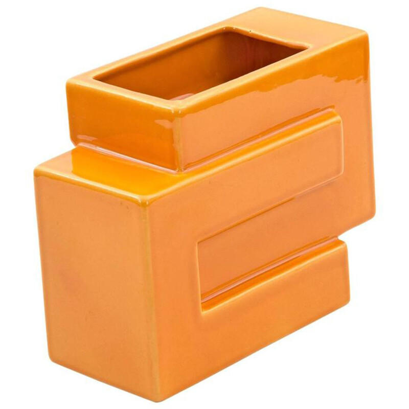 Vase orange géométrique - 1970